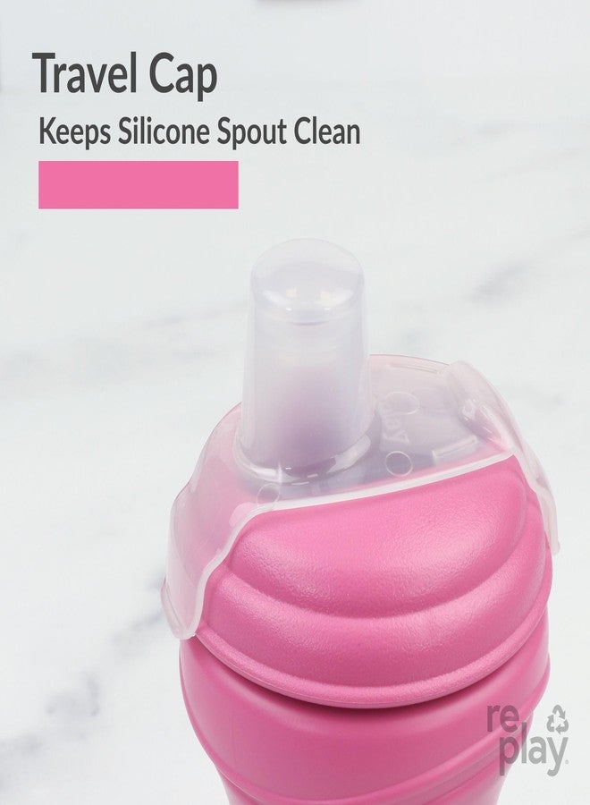 ري بلاي عبوة من كوبين ري-بلاي سعة 8 أونصات، كوبان انتقاليان للأطفال الرضع والصغار، مصنوعان من السيليكون الطبي الناعم مع غطاء للسفر، سهلا الإمساك، بتصميم الساعة الرملية، صنع في الولايات المتحدة الأمريكية من عبوات حليب معاد تدويرها - برينسيس - Image 5